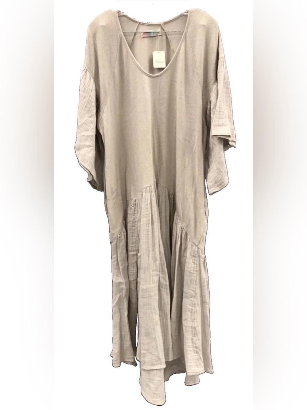 CP SHADES Grey 100% Cotton Gauze Jersey Kaftan Maxi Dress XS up to xL Worn Once.